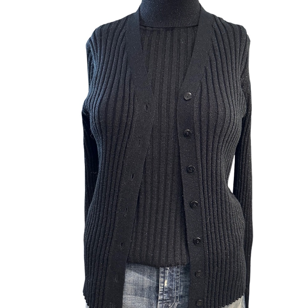 Express Black Ribbed Knit Cardigan